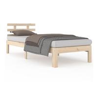 ATOMSTACK MAKER Letto in legno massello di pino naturale, 90 x 190 cm, con testiera e rete incluse, robusto letto singolo per adulti, adolescenti e stanze piccole, senza trattamento chimico