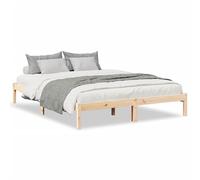 ATOMSTACK MAKER Letto in legno massello di pino naturale non trattato, 140 x 210 cm, con rete a doghe integrata, design rustico e strutturale robusto, ideale per camera da letto (montaggio richiesto)