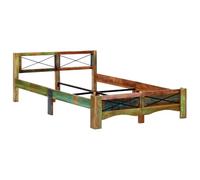 ATOMSTACK MAKER Letto in legno massiccio vintage, 140 x 200 cm, fatto a mano con legno riciclato da edifici antichi, finitura lucida e verniciata, stile retrò rustico per adulti (materasso non incluso