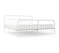 ATOMSTACK MAKER Letto in metallo con rete inclusa, 193 x 203 cm, bianco, struttura in acciaio verniciato a polvere, altezza libera 26 cm, design elegante e funzionale per camera da letto, facile