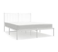 ATOMSTACK MAKER Letto in metallo con testiera bianca, 140 x 200 cm, struttura robusta in acciaio verniciato a polvere con rete integrata, altezza sotto il letto 26 cm e spazio portaoggetti, design