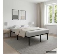 ATOMSTACK MAKER Letto in metallo nero, 180 x 200 cm, con rete a doghe in legno di pioppo integrata, struttura robusta, design classico e moderno, facile da montare, ideale per camere da letto piccole