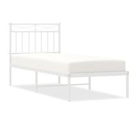 ATOMSTACK MAKER Letto in metallo senza materasso, con testiera bianca, 75 x 190 cm, struttura in acciaio verniciato a polvere, altezza libera 26 cm, design moderno e robusto per adulti, facile da