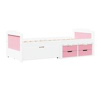 ATOMSTACK MAKER Letto multifunzione Diurna con 5 cassetti (4 piccoli + 1 grande), 90 x 200 cm, in legno di pino massiccio, bianco e rosa, ideale per camera da letto o soggiorno, serie iRun