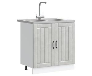 ATOMSTACK MAKER Lucca - Mobile sottolavello da 80 x 46 x 81,5 cm, grigio cemento, in legno, con lavello e scolapiatti, moderno mobile da cucina per interni, 2 ante, a incasso, poggiapiedi stabili