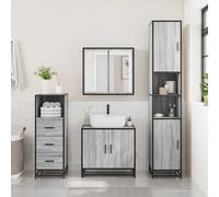 ATOMSTACK MAKER Mobile da bagno, 35 x 37,5 x 100 cm, grigio Sonoma, resistente all'umidità, in legno e metallo, portata 60 kg, stabile industriale, con supporto da parete incluso