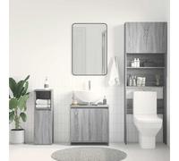 ATOMSTACK MAKER Mobile da bagno con molto spazio, mobiletto sottolavabo in legno resistente all'umidità (60 x 33 x 61 cm), grigio sonoma, per bagno, con istruzioni di montaggio e supporto da parete