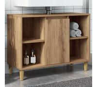 ATOMSTACK MAKER Mobile da bagno in rovere Artisan, 80 x 33 x 60 cm, mobiletto sottolavabo in legno con 4 scomparti aperti + 1 vano porta, resistente all'umidità e montaggio a parete