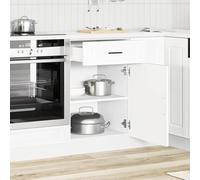 ATOMSTACK MAKER Mobile da cucina bianco (50 x 46 x 81,5 cm), in legno lucido con cassetto e piedini regolabili in altezza, moderno mobile da cucina, portata 65 kg, serie Porto