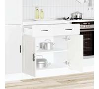 ATOMSTACK MAKER Mobile da cucina bianco, larghezza 80 cm, con cassetto e piedini regolabili in altezza, in legno, portata 70 kg, per cucina moderna (serie Porto)