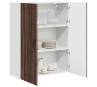 ATOMSTACK MAKER Mobile da cucina da parete, in legno effetto rovere marrone, 80 x 31 x 100 cm, con 2 ante a cerniera e 3 ripiani regolabili, moderno armadio da parete per cucina e soggiorno