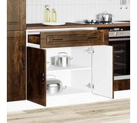 ATOMSTACK MAKER Mobile da cucina in rovere affumicato, 80 x 46 x 81,5 cm, con cassetto e piedini regolabili in altezza, in legno, portata 70 kg, per cucina moderna (serie Porto)