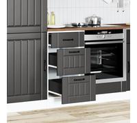 ATOMSTACK MAKER Mobile da cucina Lucca con 2 cassetti, nero, 40 x 46 x 81,5 cm, in legno resistente all'umidità, piedini regolabili, portata fino a 50 kg