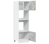 ATOMSTACK MAKER Mobile da forno a microonde, larghezza 60 cm, grigio cemento, in legno, design a 4 vani, con ante montabili a sinistra/destra, per cucina moderna, 60 x 57 x 207 cm