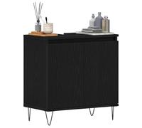 ATOMSTACK MAKER Mobile lavabo a 2 ante, effetto rovere nero, in legno, 58 x 33 x 60 cm, mobile da bagno con piedini in acciaio, interno per bagni di piccole e medie dimensioni