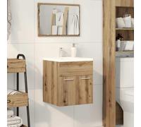 ATOMSTACK MAKER Mobile lavabo da bagno, montaggio a parete, in legno di rovere Artisan, 41 x 38,5 x 46 cm, salvaspazio con molto spazio per sapone e shampoo