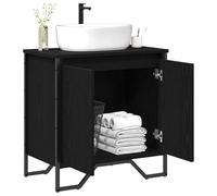ATOMSTACK MAKER Mobile per lavabo da 60 x 35 x 60 cm, effetto rovere nero, in legno con 2 ante, robusto telaio in acciaio e ampio spazio per il bagno moderno, facile da montare