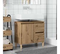 ATOMSTACK MAKER Mobile sottolavabo 65 x 33 x 60 cm in rovere Artisan - Legno con gambe massicce in eucalipto, 2 cassetti + 1 anta, montaggio a sinistra/destra, incluso supporto a parete