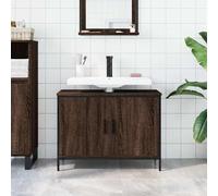 ATOMSTACK MAKER Mobile sottolavabo 80 x 30 x 60 cm, effetto rovere marrone, struttura in legno e acciaio, con apertura per sifone (8 x 20 cm), montaggio a parete, armadietto da bagno per riporre