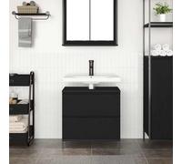 ATOMSTACK MAKER Mobile sottolavabo da 60 cm, effetto rovere nero, con cassetto a molla a gas e scomparto aperto, in legno, 60 x 34,5 x 60 cm, portata fino a 60 kg, per bagno