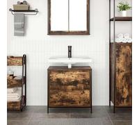 ATOMSTACK MAKER Mobile sottolavabo da 60 cm, in legno e acciaio, con cassetto scorrevole e vano aperto con molla a gas, rovere affumicato, mobili da bagno per ordine e stile