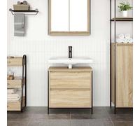 ATOMSTACK MAKER Mobile sottolavabo da 60 cm, in rovere Sonoma, con cassetto scorrevole e scomparto con molla a gas, in legno/acciaio, 60 x 34,5 x 60 cm, portata fino a 60 kg