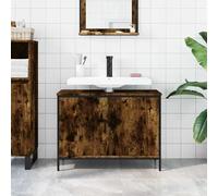 ATOMSTACK MAKER Mobile sottolavabo da 80 cm, in legno e acciaio verniciato a polvere, effetto rovere affumicato, con apertura per sifone (8 × 20 cm), montaggio a parete, mobile da bagno per uno spazio