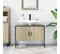 ATOMSTACK MAKER Mobile sottolavabo da 80 cm, in legno e acciaio verniciato a polvere, rovere Sonoma, con apertura per sifone (8 x 20 cm), montaggio a parete, moderno, salvaspazio e stabile