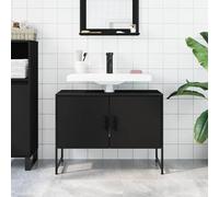 ATOMSTACK MAKER Mobile sottolavabo da 80 cm, nero, in legno e acciaio verniciato a polvere, robusto mobiletto da bagno con ampio spazio e apertura per sifone (80 x 33 x 60 cm)