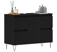 ATOMSTACK MAKER Mobile sottolavabo nero effetto rovere, 80 x 33 x 60 cm, in legno con porta e cassetto a filo, gambe industriali a forcina per capelli, per ambienti umidi