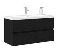 ATOMSTACK MAKER Mobile sottolavabo nero effetto rovere, montaggio a parete, 90 x 39 x 62 cm, in legno, design a 2 ante, salvaspazio per piccoli bagni, materiale di montaggio incluso
