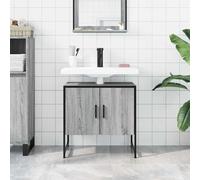 ATOMSTACK MAKER Mobile sottolavello, 60 x 33 x 60 cm, grigio Sonoma, moderno mobiletto da bagno in legno e acciaio verniciato a polvere, con ampio spazio e apertura per sifone (8 x 20 cm), montaggio a