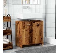 ATOMSTACK MAKER Mobile sottolavello, 60 x 33 x 60 cm, in legno con effetto legno anticato, 1 cassetto + 2 ante, resistente all'umidità, con supporto da parete, armadio da bagno per ordine e stile