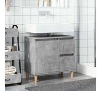 ATOMSTACK MAKER Mobile sottolavello, 65 x 33 x 60 cm, grigio cemento con gambe in eucalipto massiccia, 2 cassetti + 1 anta, resistente all'umidità, montaggio a parete, mobile da bagno
