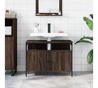 ATOMSTACK MAKER Mobile sottolavello, 80 x 30 x 60 cm, effetto rovere marrone, materiale in legno e acciaio verniciato a polvere, salvaspazio con apertura per sifone (8 x 20 cm), supporto da parete