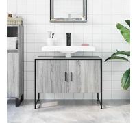 ATOMSTACK MAKER Mobile sottolavello, 80 x 33 x 60 cm, grigio Sonoma, moderno mobiletto da bagno in legno e acciaio verniciato a polvere, con ampio spazio e apertura per sifone