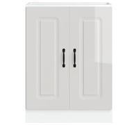 ATOMSTACK MAKER Mobile sottolavello da 60 cm, bianco lucido, in robusto legno con piedini regolabili, altezza 81,5 cm, portata 60 kg, serie Kalmar per cucina moderna