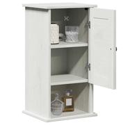 ATOMSTACK MAKER Mobiletto da bagno VIGO da parete in legno massello di pino, bianco/bianco anticato, 37 x 34 x 71,5 cm, con 3 ripiani e 1 anta, stile rustico, vintage, salvaspazio, per piccoli bagni