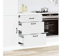 ATOMSTACK MAKER Mobiletto da cucina bianco lucido, 60 x 46 x 81,5 cm, in legno con piedini regolabili, ampio spazio e 2 cassetti, serie Kalmar per cucine da incasso