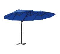 ATOMSTACK MAKER Ombrellone color sabbia, 372 x 198 x 243 cm, inclinabile, in alluminio, con protezione UV e manovella, resistente alle intemperie, per balcone, giardino e terrazza, azzurro, 372 x 198