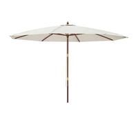 ATOMSTACK MAKER Ombrellone da giardino 400 x 273 cm, colore sabbia, protezione UV, con ventilazione, sistema a 8 stecche e doppia fune, struttura in legno duro effetto teak, permeabile al vento e