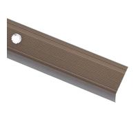 ATOMSTACK MAKER Profilo per scale, a forma di L, in alluminio (100 cm, marrone) con inserto in plastica antiscivolo, per scale in legno, cemento e piastrelle per interni, con viti e tasselli