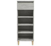ATOMSTACK MAKER Scarpiera 40 x 36 x 105 cm, grigio cemento, in legno e piedi in eucalipto massicci, 4 scomparti + 1 cassetto, stabile e moderno, per corridoio e ingresso