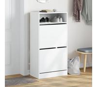 ATOMSTACK MAKER Scarpiera 60 x 34 x 116 cm, colore bianco, scarpiera in legno con 1 ripiano e 2 ante, piastra superiore stabile per decorazione, salvaspazio per corridoio e ingresso, con supporto da