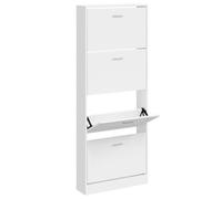 ATOMSTACK MAKER Scarpiera a 4 scomparti, inclinabile, bianco lucido, 59 x 17 x 150 cm, in robusto legno - Armadietto moderno per organizzare le scarpe in modo ordinato