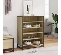 ATOMSTACK MAKER Scarpiera a 5 scomparti, 75 x 38 x 97,5 cm, rovere Sonoma e metallo, robusta scarpiera per corridoio e ingresso con supporto da parete, portata fino a 60 kg