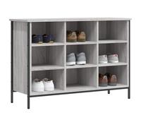 ATOMSTACK MAKER Scarpiera a 9 scomparti, grigio Sonoma, stabile scarpiera in legno e acciaio verniciato a polvere, 100 x 35 x 70 cm, con supporto da parete, utilizzabile come panca
