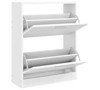 ATOMSTACK MAKER Scarpiera bianca, 2 scomparti antipolvere, in legno + plastica + alluminio, 63,5 x 24 x 81 cm, per corridoio e ingresso, fino a 12 paia di scarpe
