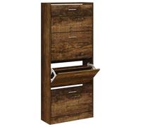 ATOMSTACK MAKER Scarpiera con 4 scomparti pieghevoli, in legno di rovere affumicato, 63 x 24 x 147 cm, per corridoio e soggiorno, salvaspazio, stabile e moderno
