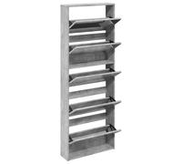 ATOMSTACK MAKER Scarpiera con 5 scomparti ribaltabili e specchio, grigio cemento, 63 x 17 x 169,5 cm, legno + vetro, può contenere 15-20 paia di scarpe, ideale per corridoio e ingresso